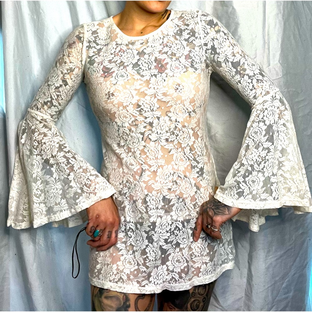 white lace “wedding” dress
